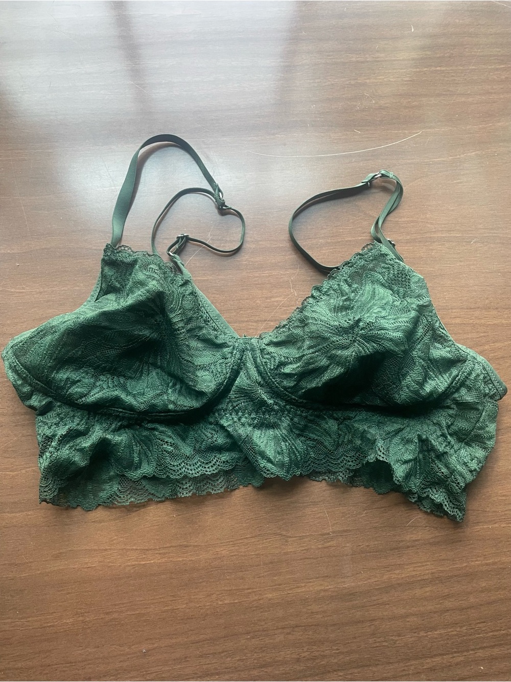 Aerie Lace Bralette in Dark Green